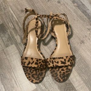 Cheetah open toe block heel sandals